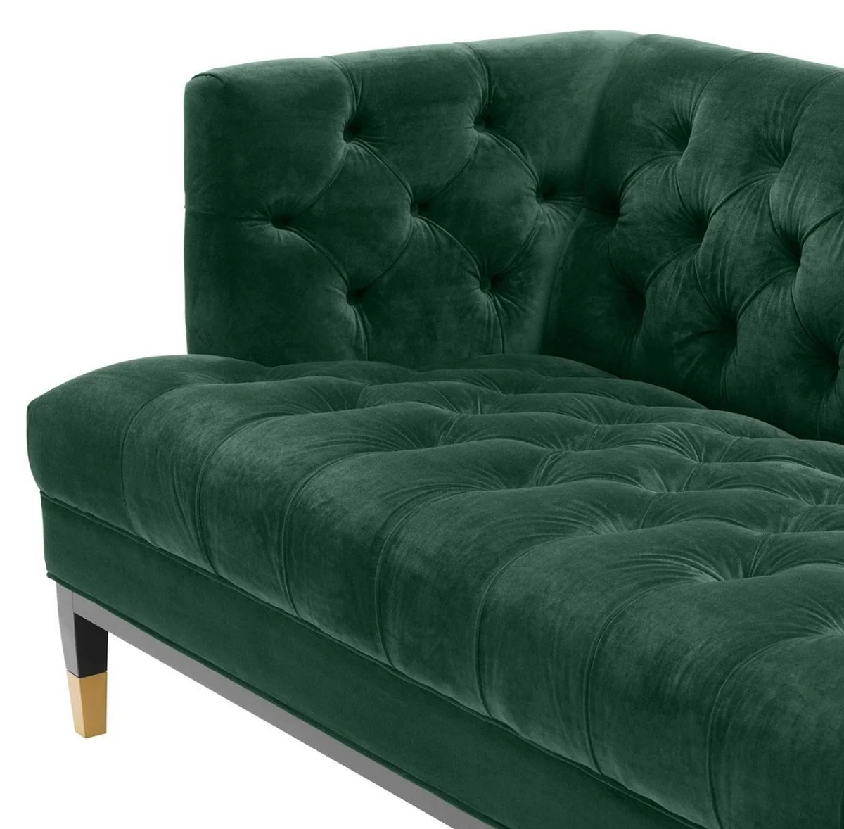 Casa Padrino sof¨¢ de la sala de estar de lujo verde / negro / lat¨®n 230 x 85 x H. 79 cm - Sof¨¢ Chesterfield de Terciopelo