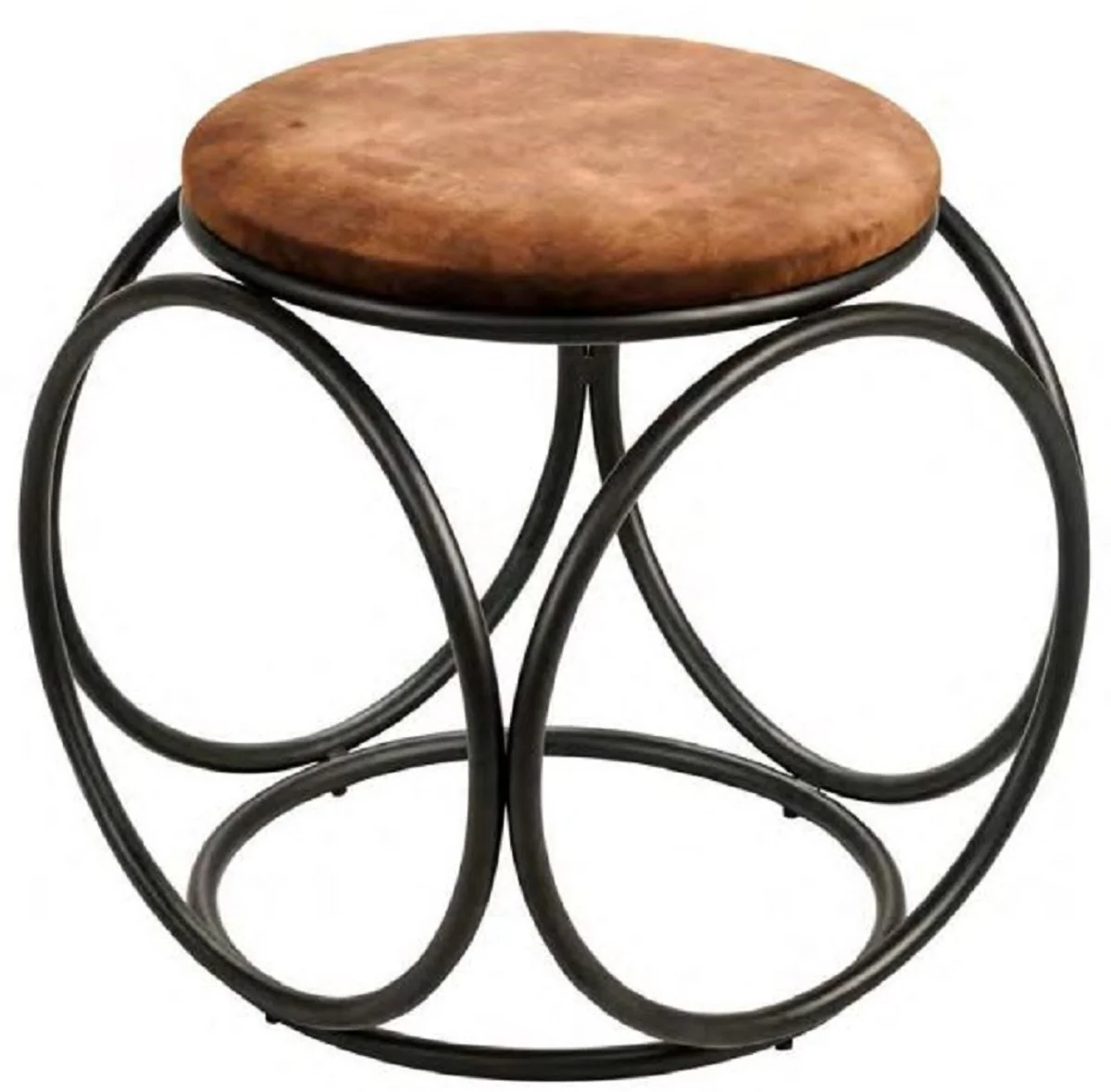 Casa Padrino taburete de lujo marr¨®n / negro 50 x 50 x A. 50 cm - Taburete tapizado con estructura de metal - Muebles de Sal¨®n - Colecci¨®n de Lujo