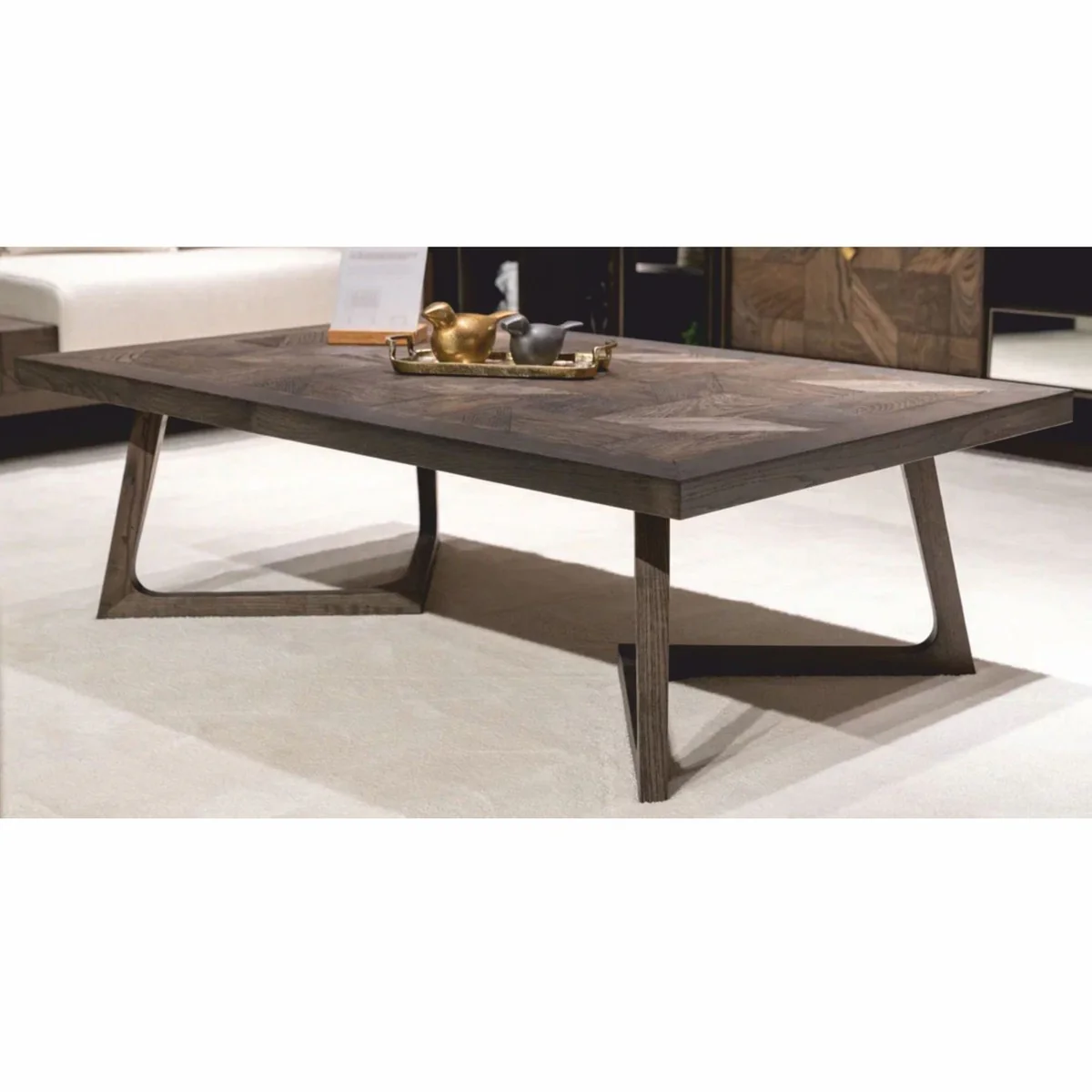 Casa Padrino mesa de centro de lujo de madera maciza marr¨®n 138 cm - Muebles para hoteles y salas de estar