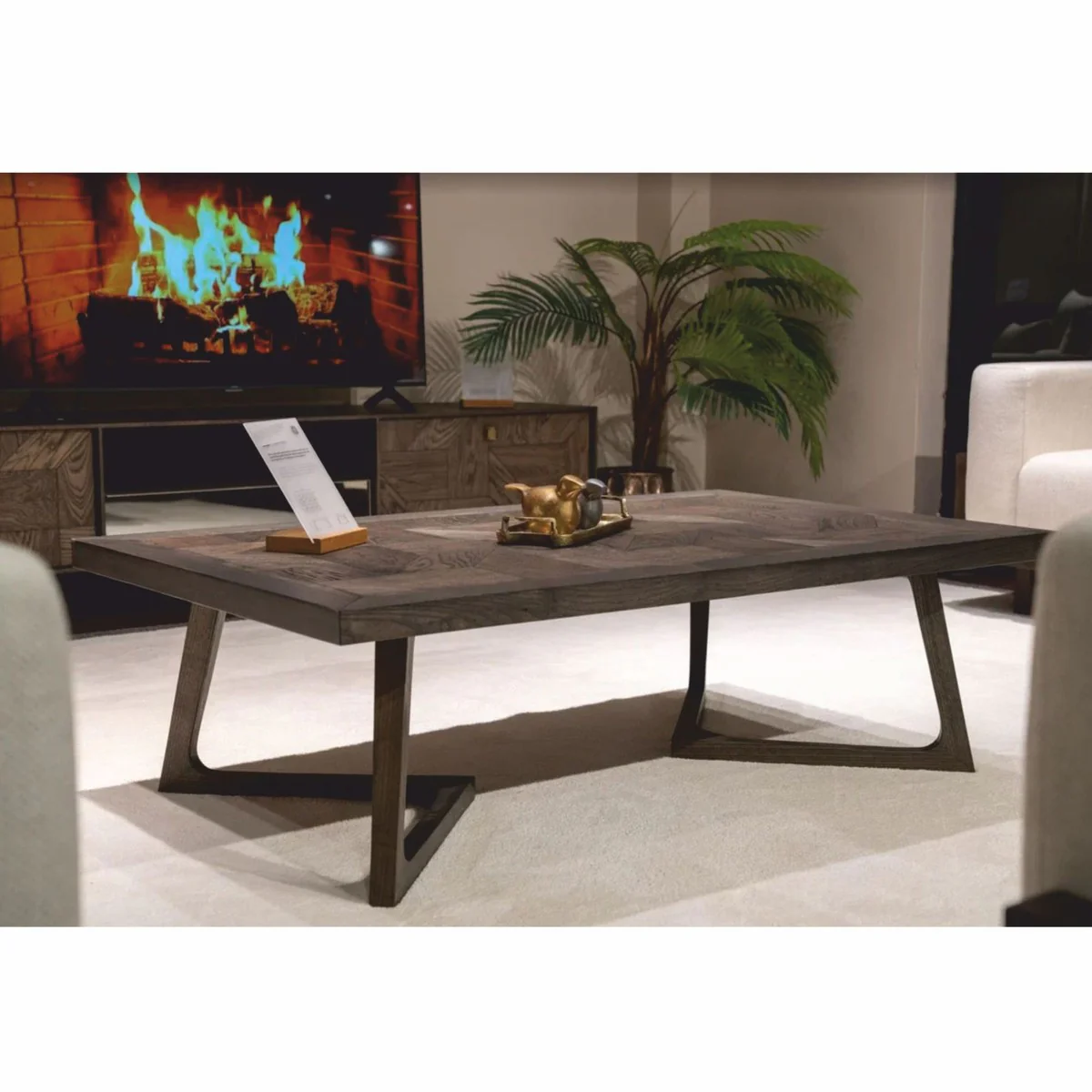 Casa Padrino mesa de centro de lujo de madera maciza marr¨®n 138 cm - Muebles para hoteles y salas de estar