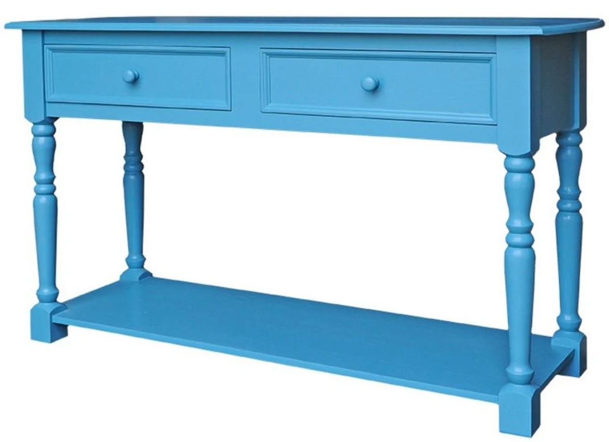 Casa Padrino country style console table with 2 drawers and shelf blue 152 x 51 x H. 90 cm - Country Style Hotel Furniture