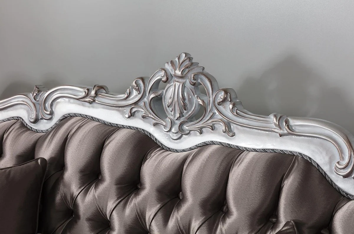 Casa Padrino sof¨¢ barroco de lujo bronce / plata 262 x 90 x A. 113 cm - Magn¨ªfico sof¨¢ de sal¨®n con cojines decorativos - Muebles Barrocos