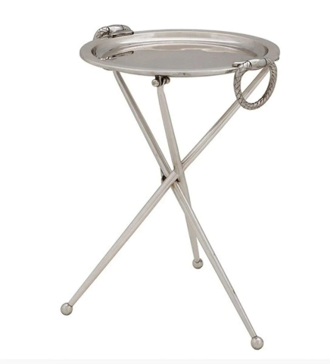 Casa Padrino designer luxury table Silver Vintage Style Height: 43 cm, diameter 33 cm - stainless steel table - Nickel Finish - Luxury quality