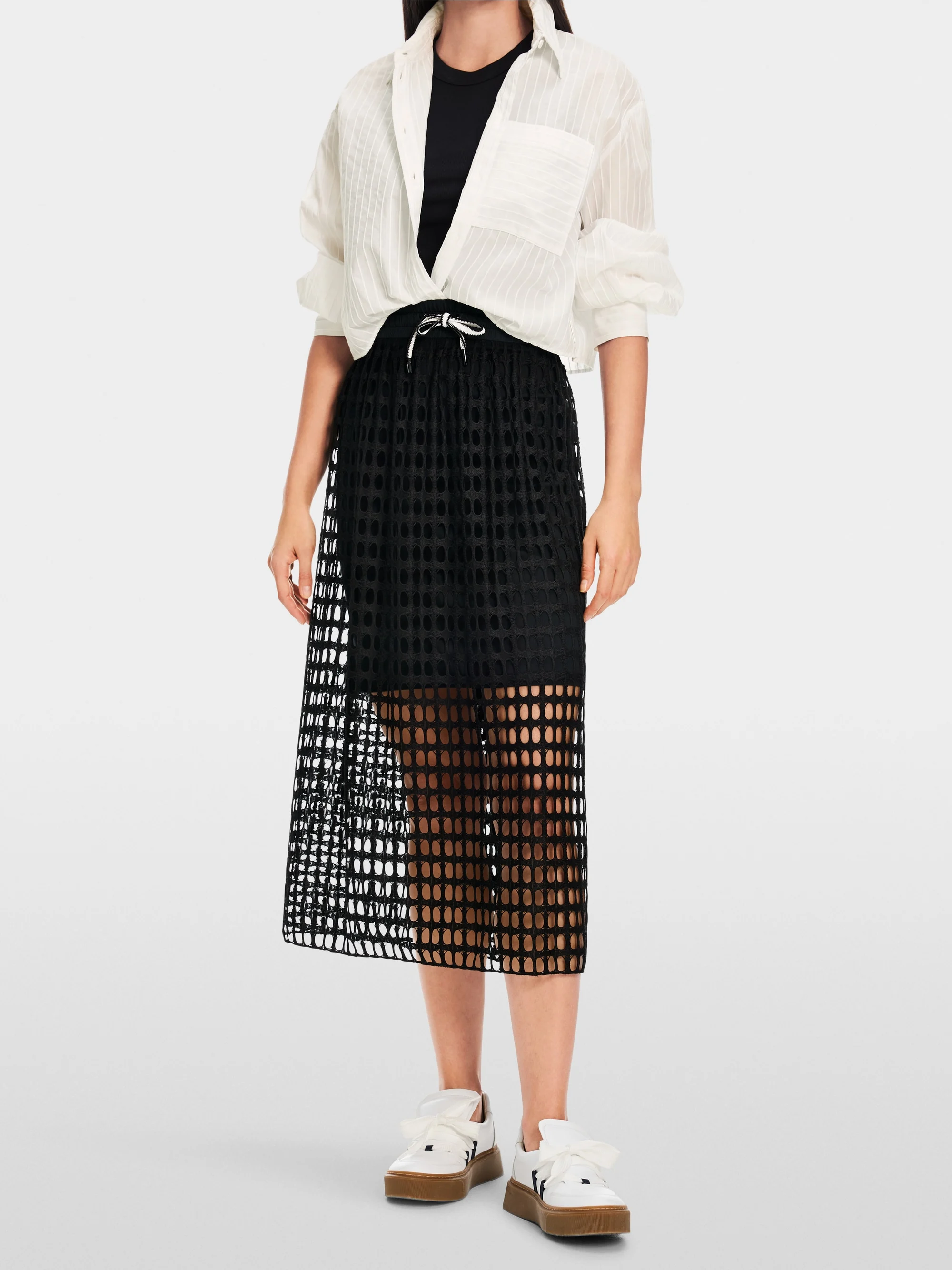 Marc-Cain Airy skirt in openwork mesh knit