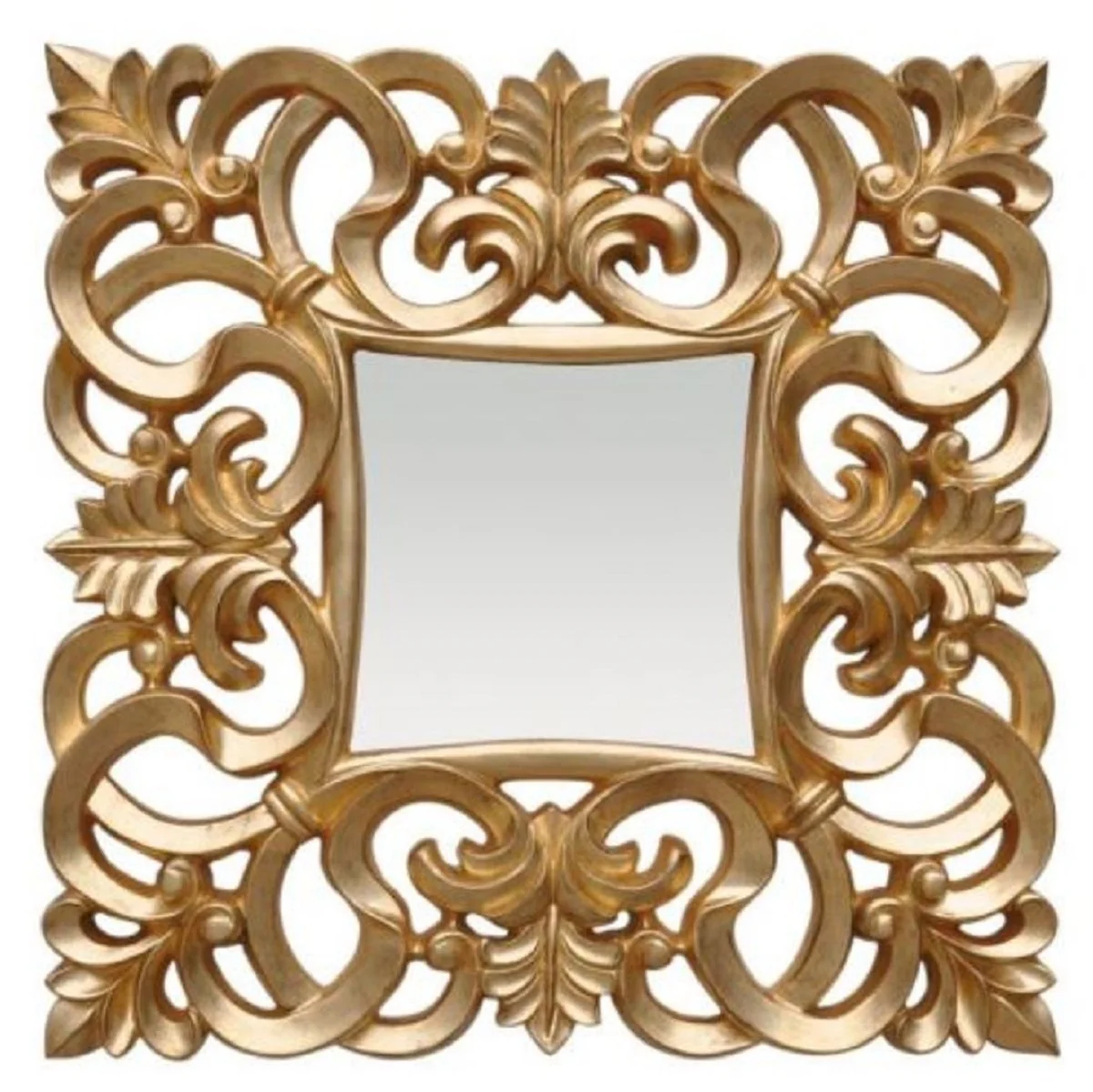 Casa Padrino espejo barroco espejo barroco oro 76 x A. 76 cm - Espejo de pared cuadrado de estilo barroco - Magn¨ªfico espejo de armario de estilo antiguo - Interior barroco - Muebles barrocos