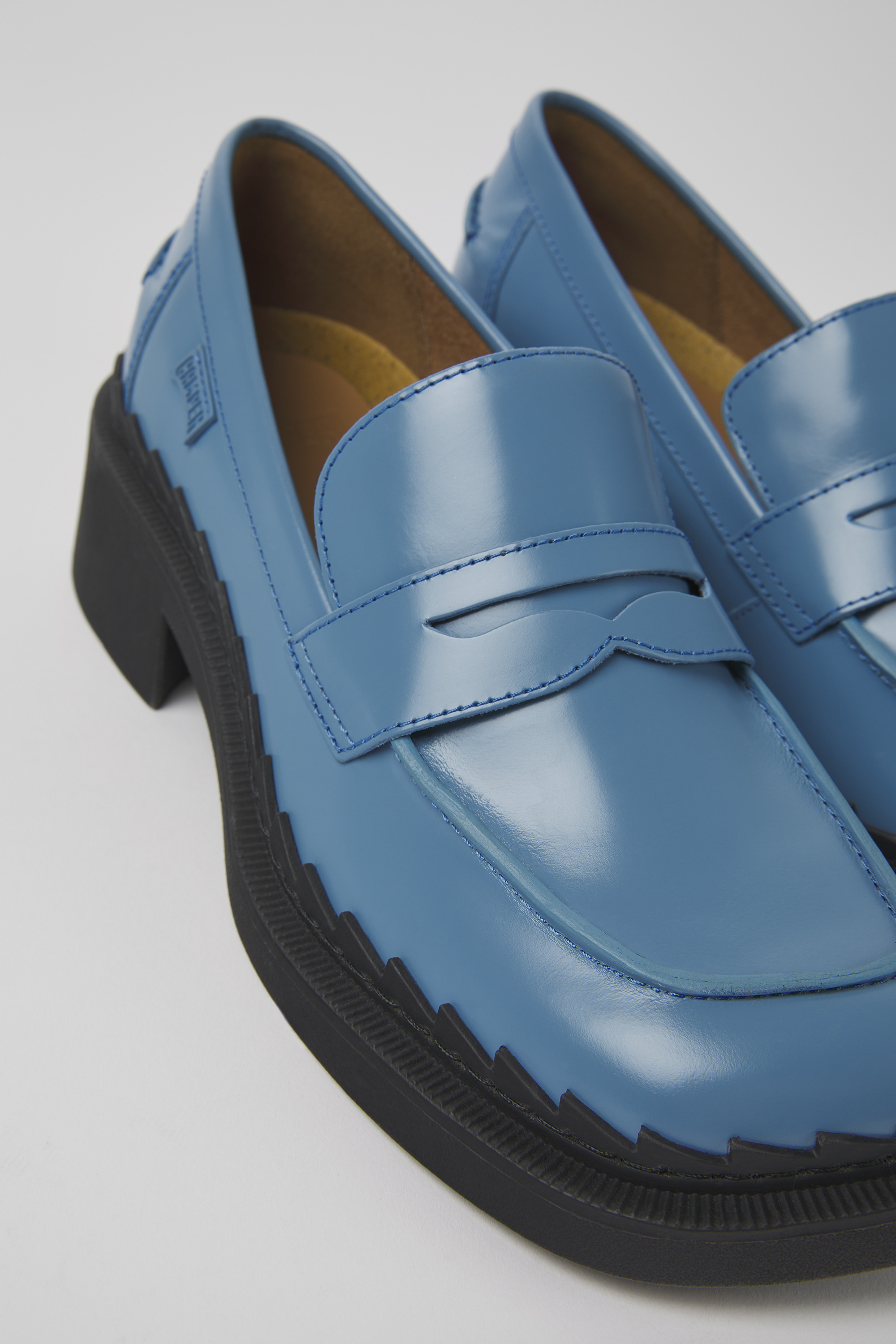 Taylor - Blue leather loafers for women