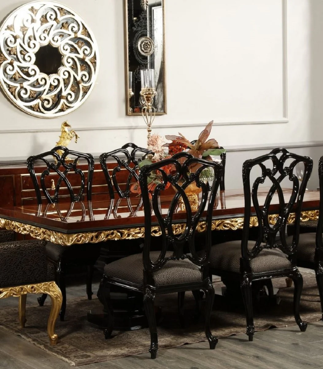 Casa Padrino silla de comedor barroco de lujo gris / negro A. 116 cm - Muebles de comedor barrocos