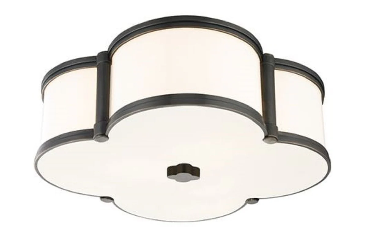 Casa Padrino lámpara de techo de lujo bronce antiguo / blanco 42,6 x 42,6 x H. 14 cm - Lámpara de Techo en Forma de Trébol - Calidad de Lujo