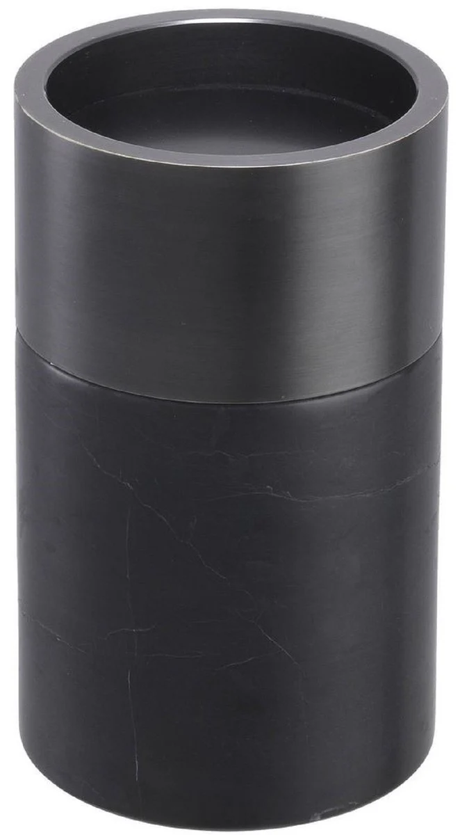 Casa Padrino Conjunto de Candelabros de Lujo Negro / Bronce - 3 Candelabros Redondos de Mármol - Calidad de Lujo - Accesorios Decorativos