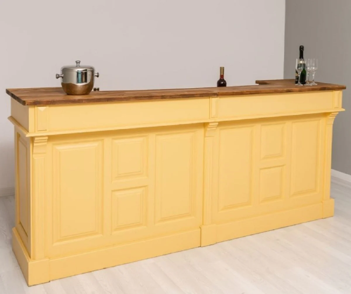 Casa Padrino barra de bar de estilo campestre amarillo / marr¨®n 240 cm - Muebles de bar estilo campestre