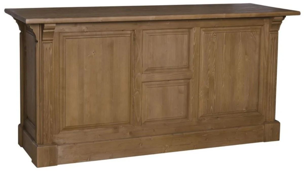 Casa Padrino mostrador de estilo country marr¨®n 191 x 68 x H. 95 cm - Mesa de Madera Maciza con 2 Puertas y 3 Cajones