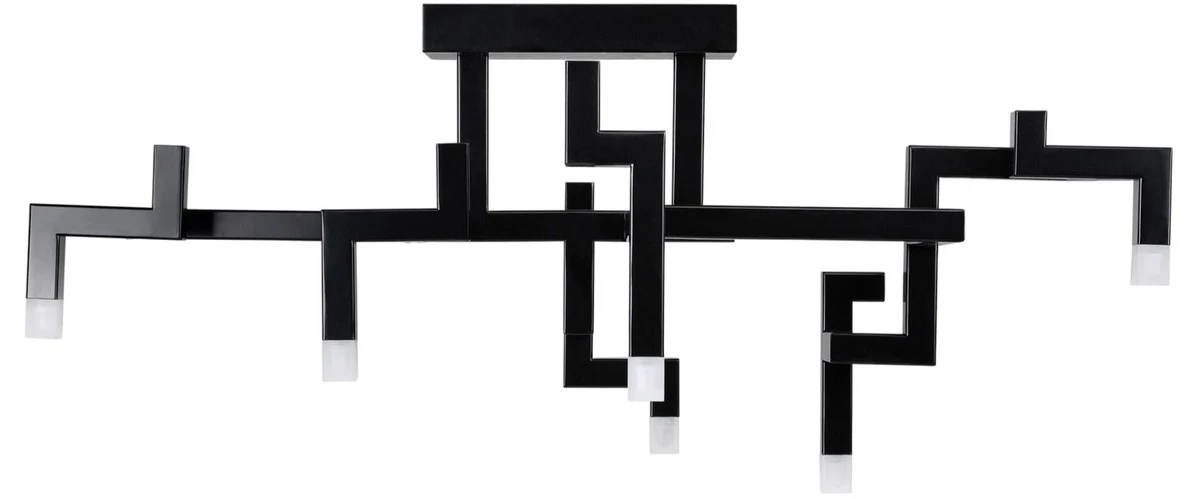 Casa Padrino sala de estar de lujo lámpara de techo LED de acero inoxidable negro 73,5 x 30,5 x H. 31,5 cm - Lámpara de Techo de Diseño con Revestimiento en Polvo