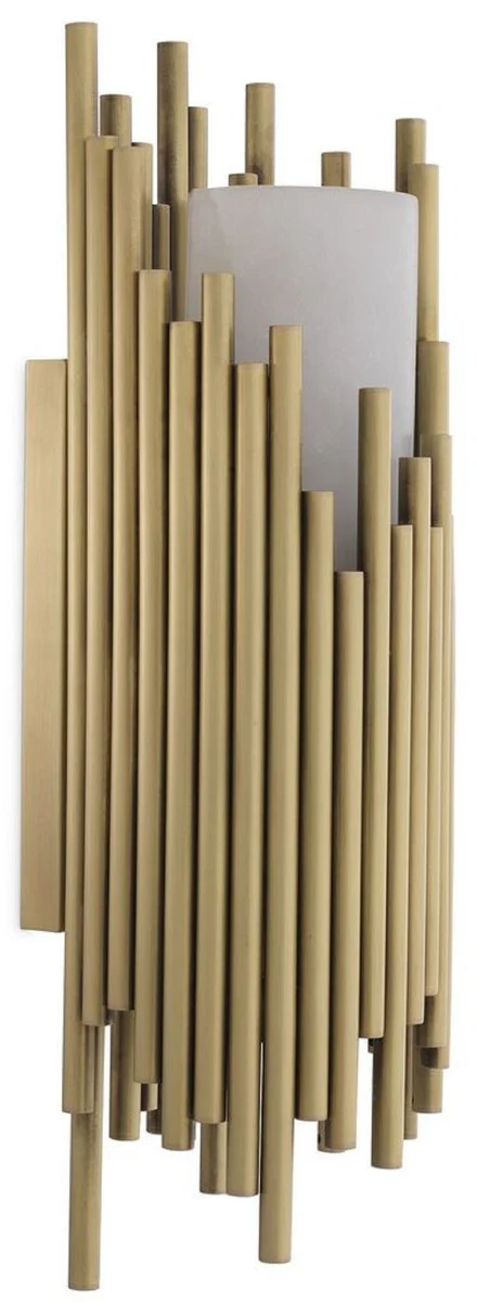 Casa Padrino lámpara de pared de lujo latón antiguo / alabastro 15 x 12 x A. 44,5 cm - Lámpara de pared de latón con pantalla de alabastro - Calidad de Lujo