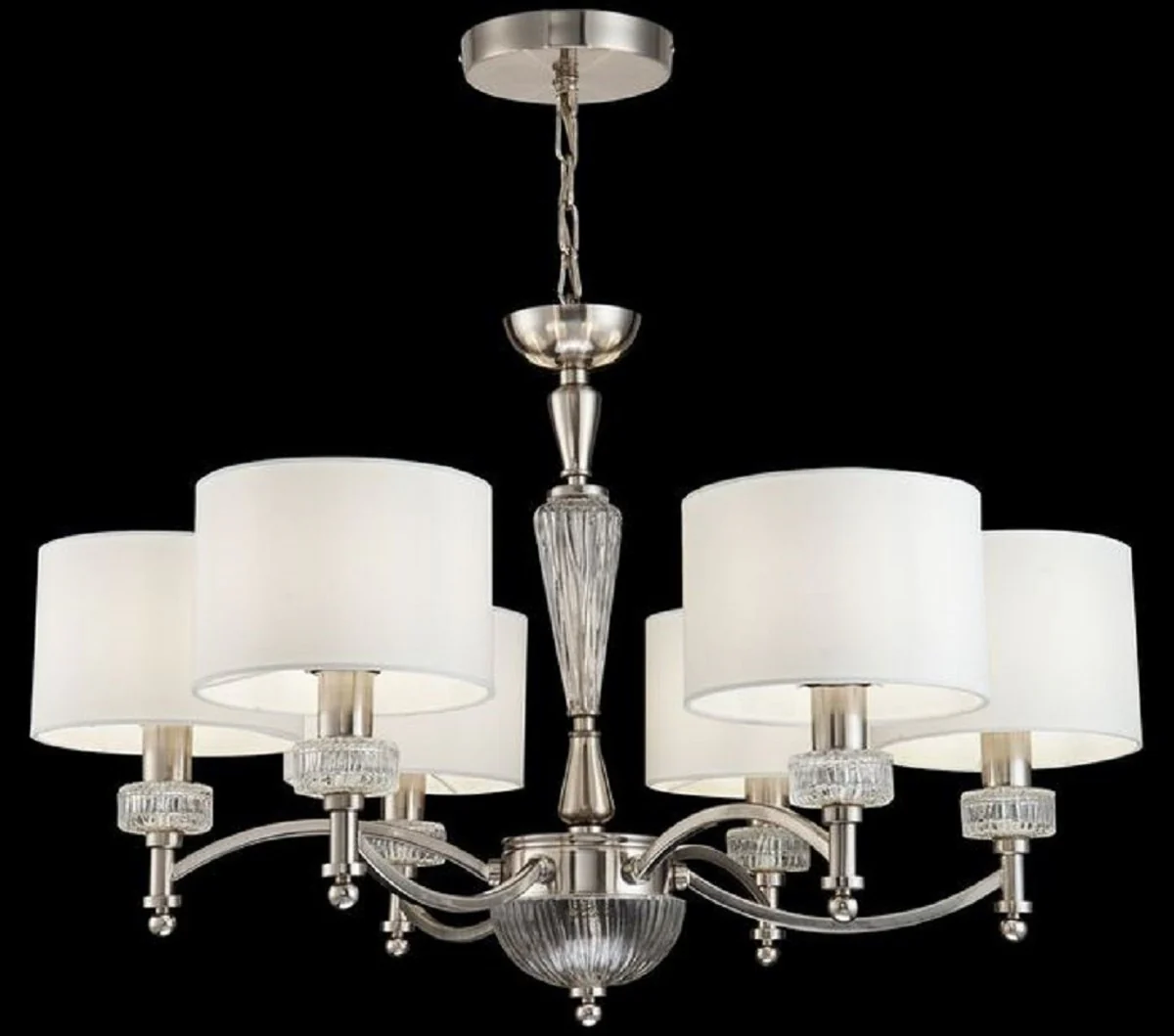 Casa Padrino Araña Plata / Blanco Ø 70 x H. 46 cm - Magnífica Araña Neoclásica