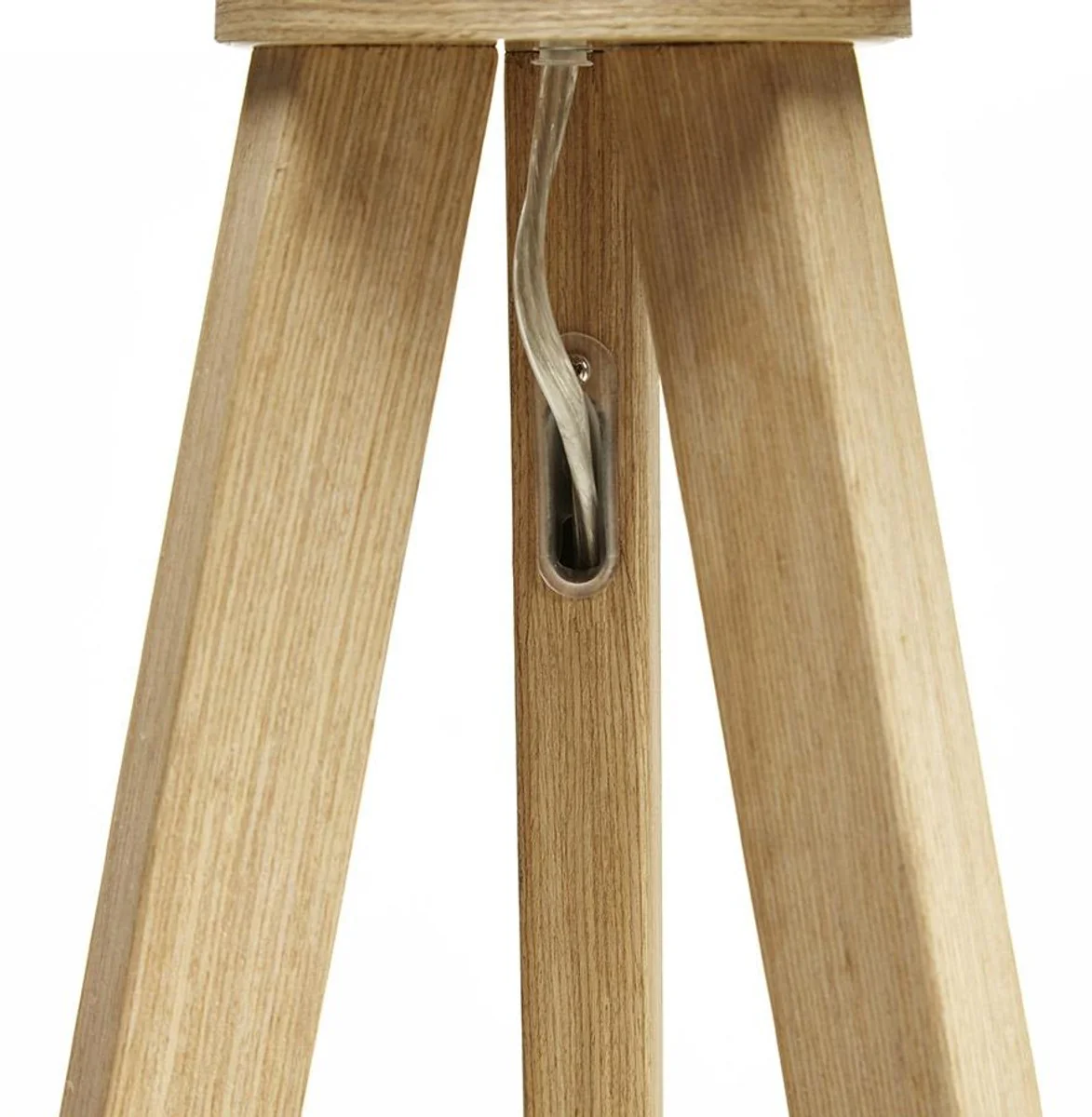 Lámpara de pie estudio Casa Padrino colores madera natural / blanco con 3 patas 159 x 55 cm