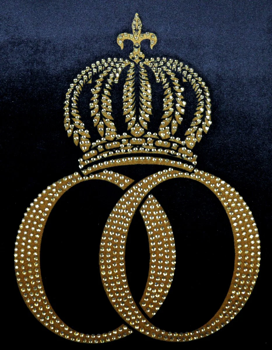 Cojin decorativos Harald Gl??ckler lujo barroco Pomp??s por Casa Padrino Negro / Oro / Negro Corona de lujo con diamantes de imitaci¨®n