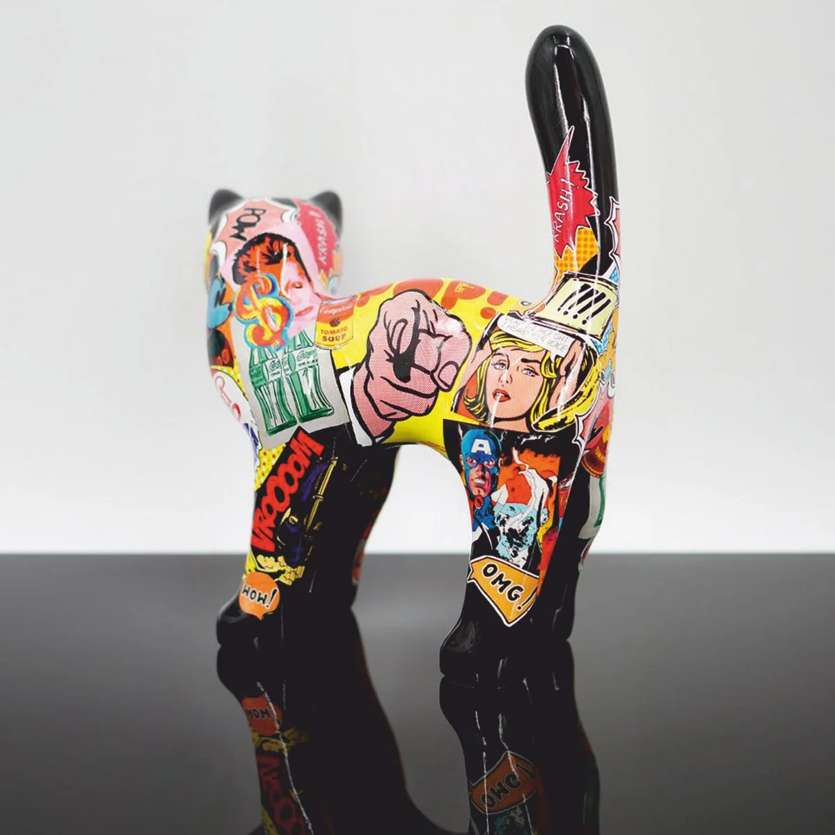 Casa Padrino figura decorativa gato negro / colorido 25 x A. 33 cm - Figura decorativa animal