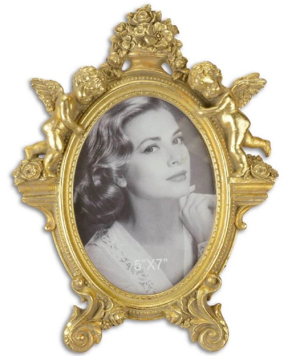 Casa Padrino marco de imagen barroco con figuras decorativas de ángel oro 22,3 x H. 29,2 cm - Accesorios Deco en Estilo Barroco
