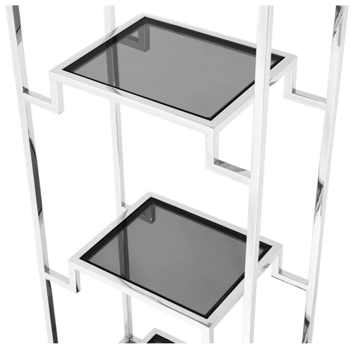 Casa Padrino armario de estanter¨ªa plata / negro 45,5 x 25,5 x H. 221 cm - Mueble de Sala de Estar de Lujo