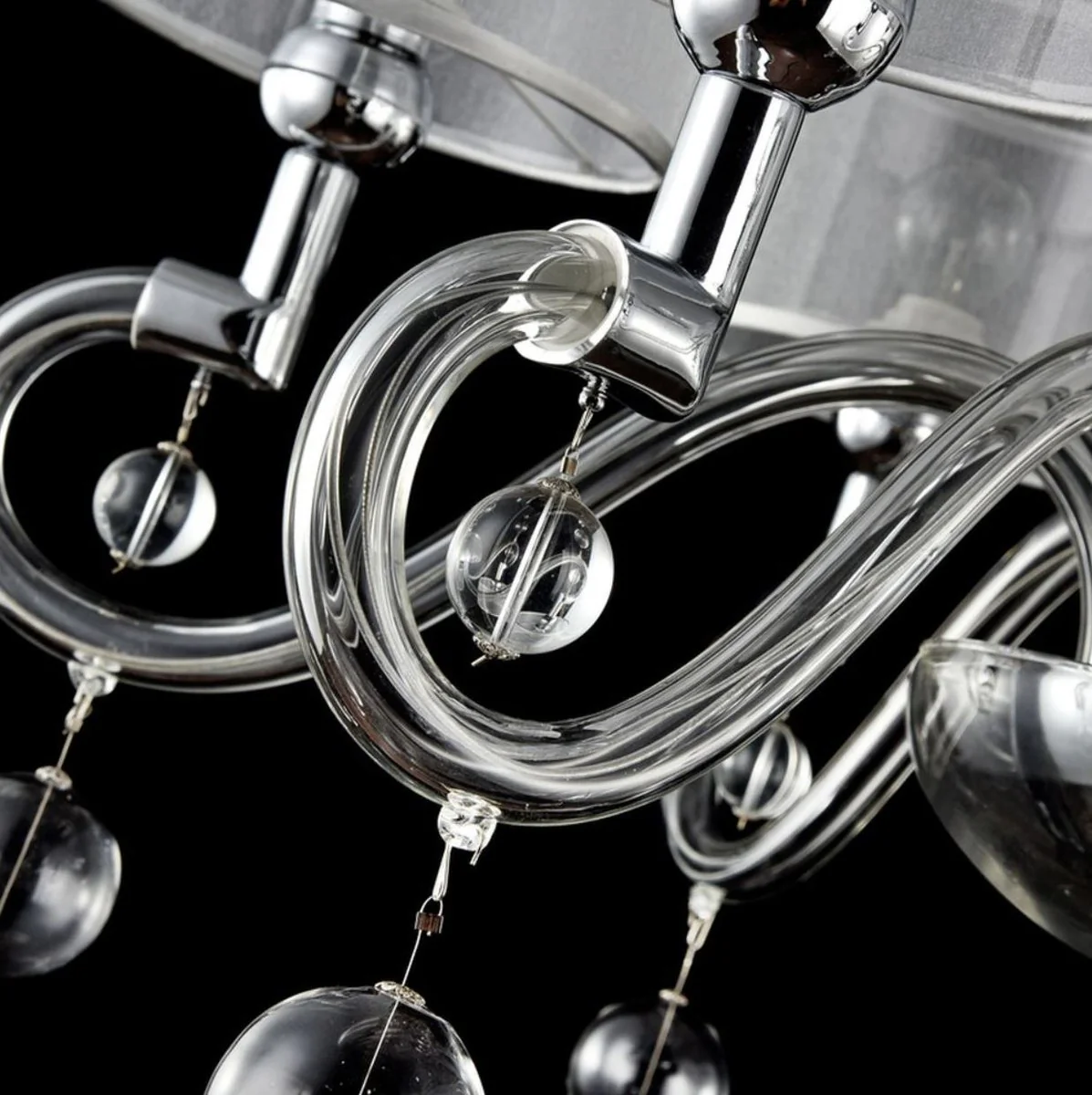 Casa Padrino Baroque Style Chandelier 6-Flames Silver Ø 71 x H. 68 cm - Baroque Luster