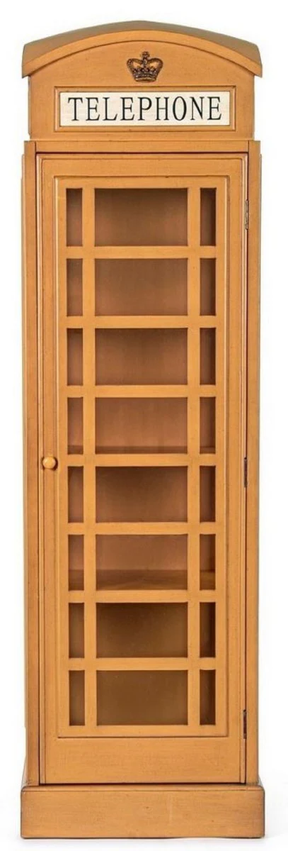 Casa Padrino armario de libros de estilo campestre cabina telef¨®nica beige antiguo 55 x 51,5 x A. 180 cm - Cabina telef¨®nica armario estanter¨ªa estilo ingl¨¦s - Muebles de sal¨®n de estilo campestre