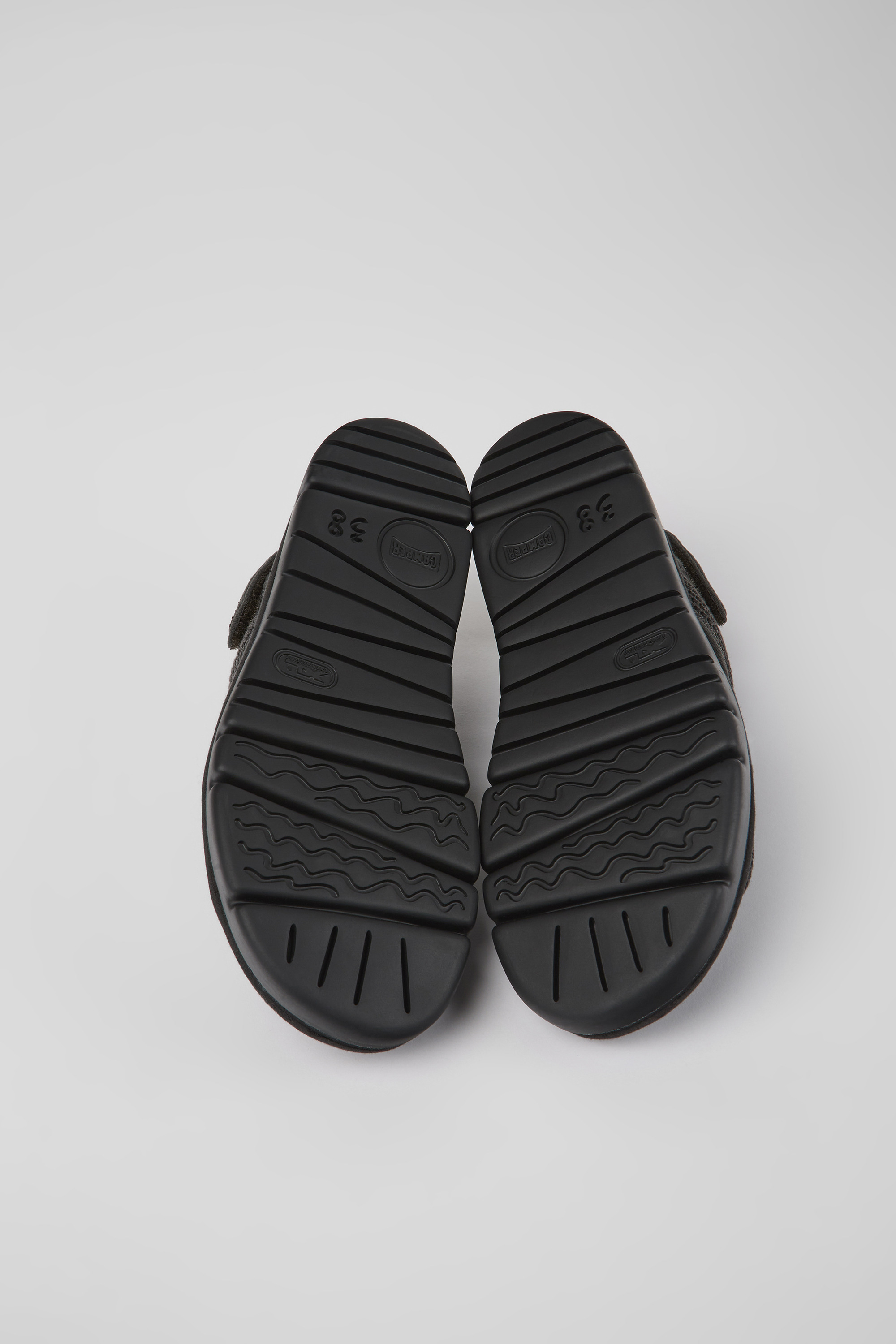 Oruga - Dark gray textile sandals for women