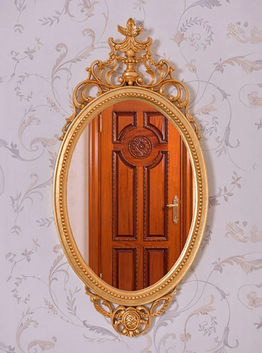 Casa Padrino espejo barroco de lujo oro A. 102 cm - Espejo de pared ovalado de estilo barroco - Hecho en Italia