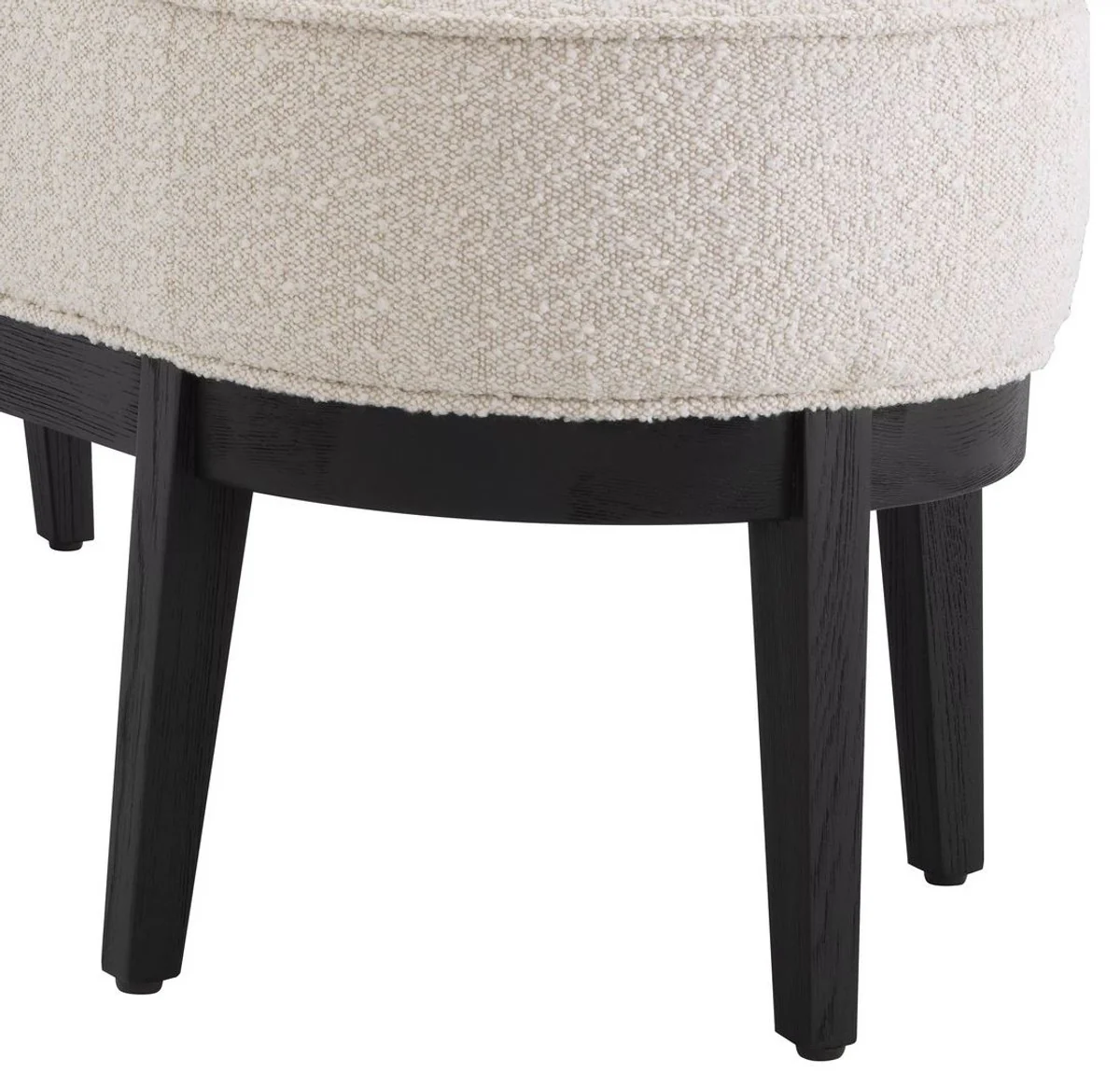 Casa Padrino banco de lujo crema / negro 132 x 45 x A. 47 cm - Banco de sal¨®n tapizado - Muebles de Sala de Estar - Muebles de Hotel - Colecci¨®n de Lujo