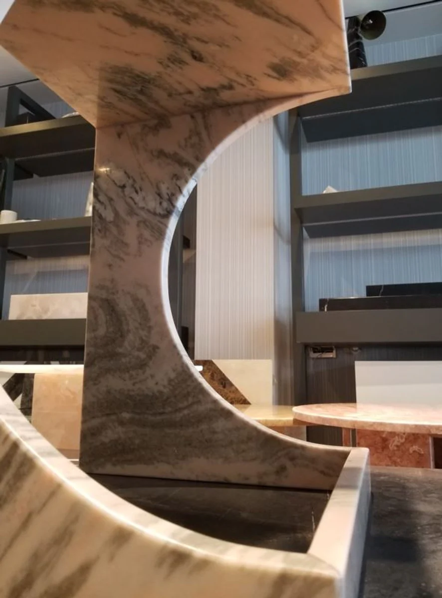 Casa Padrino mesa auxiliar de m¨¢rmol de lujo blanco / gris 40 x 40 x A. 55 cm - Mesa de flores de m¨¢rmol - Muebles de sal¨®n de m¨¢rmol de lujo