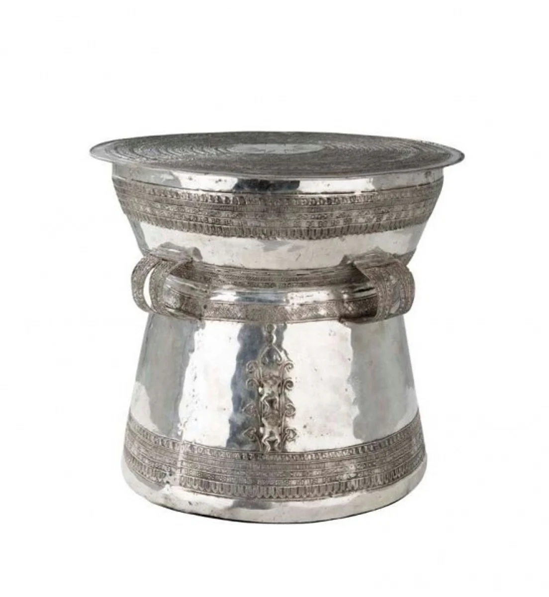 Casa Padrino luxury art deco designer brass side table antique silver 55 x H. 52 cm - Luxury Side Table