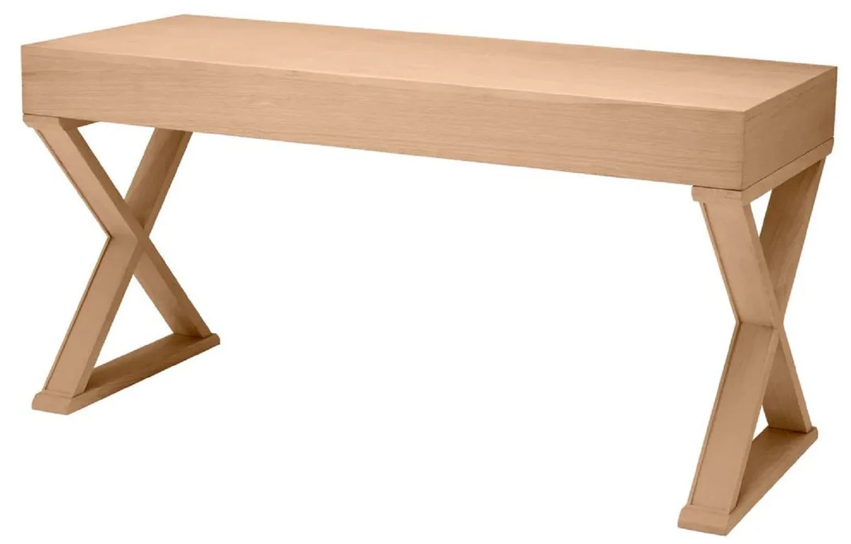 Casa Padrino escritorio de lujo natural 150 x 60 x A. 76 cm - Mesa de oficina de madera maciza con 3 cajones - Muebles de oficina - Muebles de lujo - Calidad de lujo