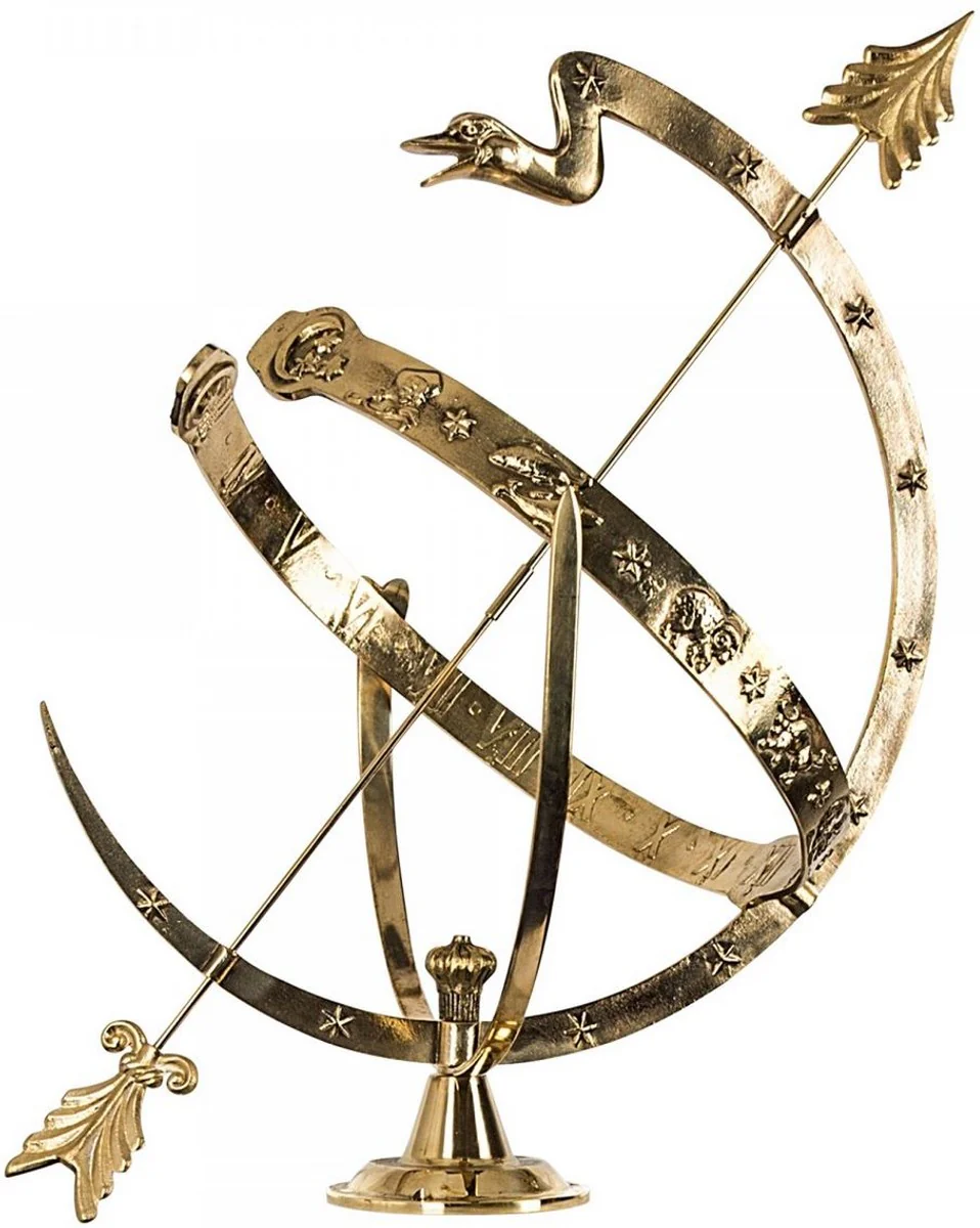 Casa Padrino Reloj de Sol Art Nouveau Oro Ø 53 x H. 70 cm - Decoración de Jardín de Lujo