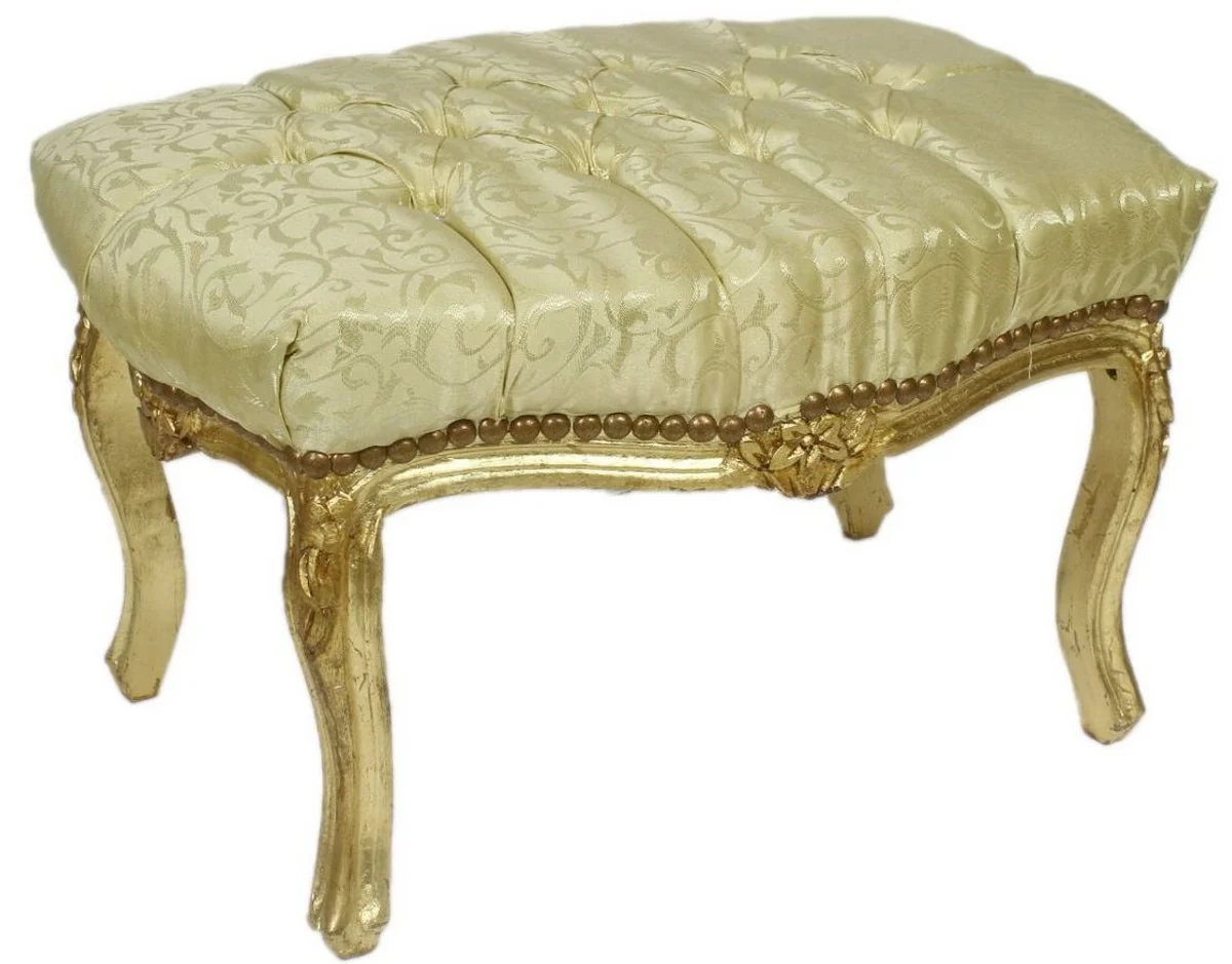 Casa Padrino taburete barroco oro patr¨®n / oro 60 x 40 x A. 35 cm - Taburete barroco hecho a mano con pedrer¨ªa - Muebles de estilo barroco