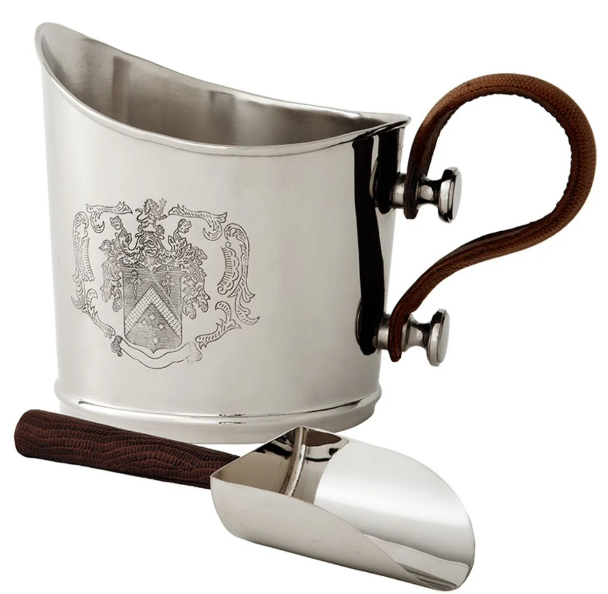 Casa Padrino balde de hielo con pala de lujo plata / marr¨®n 34 x 21 x H. 24 cm - Accesorios para Hoteles y Restaurantes