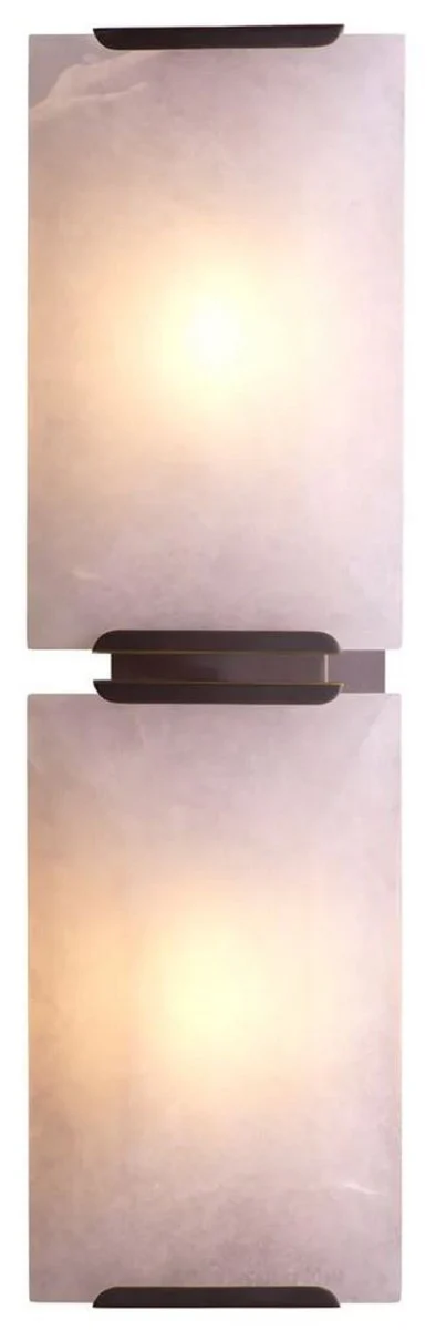 Casa Padrino lámpara de pared de lujo bronce / alabastro 16 x 13 x A. 51,5 cm - Lámpara de pared con pantallas de alabastro - Luces de lujo - Calidad de lujo