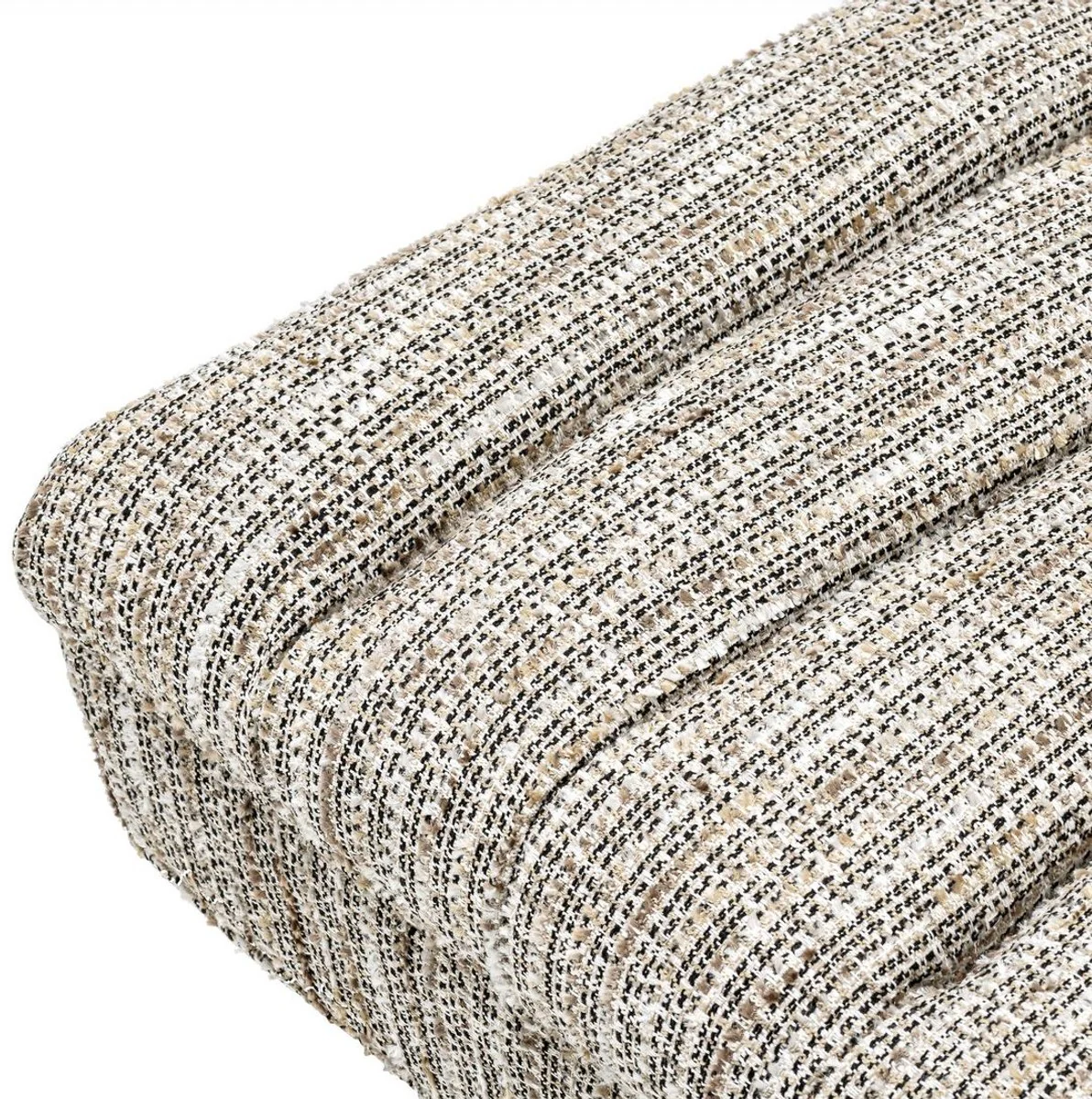 Casa Padrino banco de lujo beige / negro / latón 68 x 50 x A. 45 cm - Banco tapizado de madera maciza - Muebles de Sala de Estar - Muebles de Hotel - Colección de Lujo