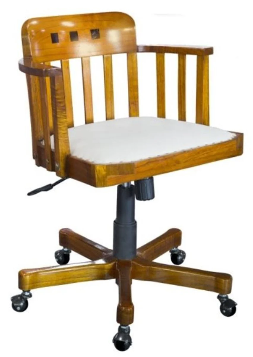 Casa Padrino silla giratoria de oficina con reposabrazos en color marr¨®n claro / blanco 62 x 53 x H. 86 cm - Silla de Oficina de Lujo