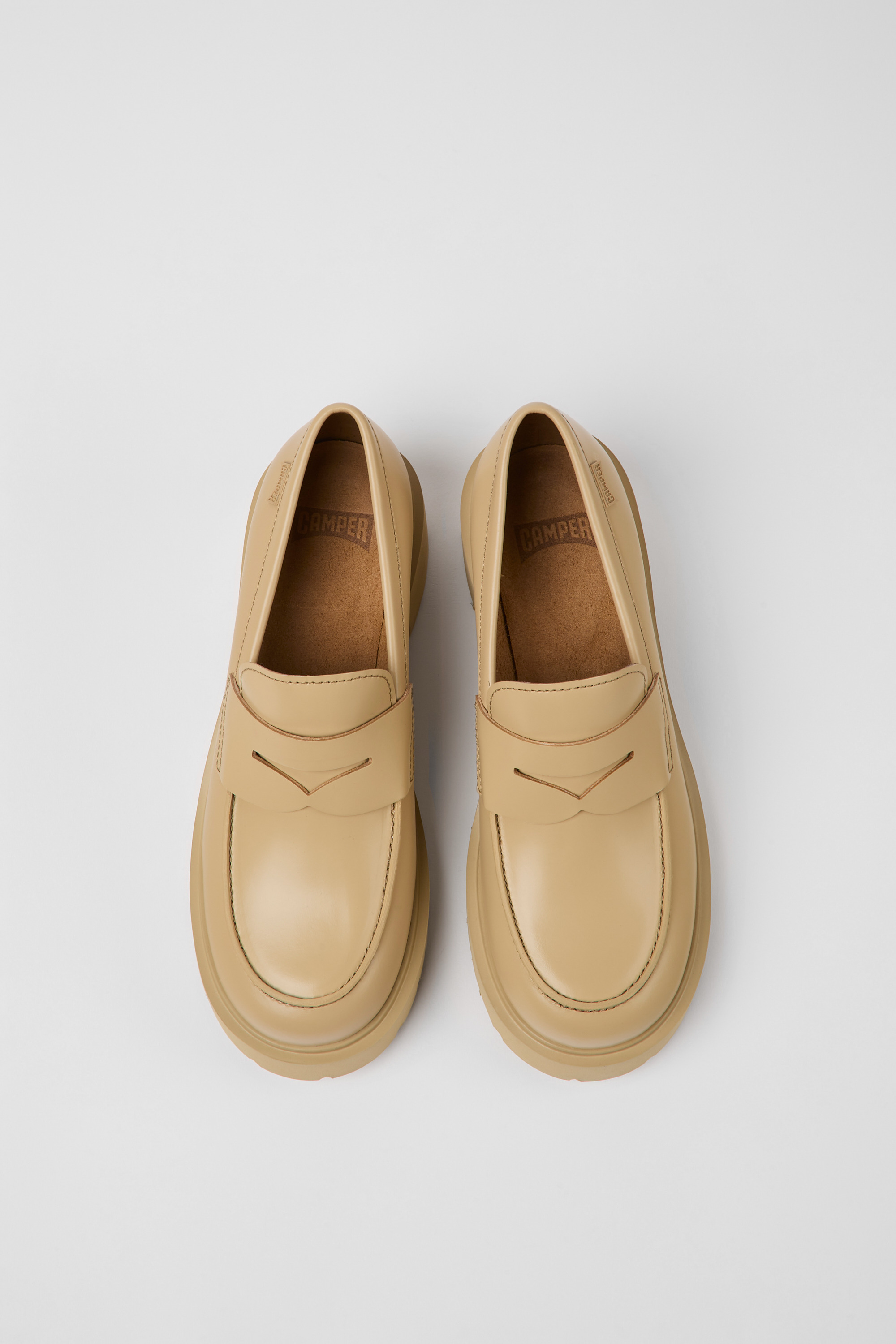 Milah - Beige leather loafers for women