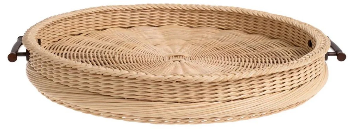 Casa Padrino bandeja de servir de lujo natural / marr¨®n ? 63 x A. 9 cm - Bandeja redonda de rat¨¢n con 2 asas - Accesorios Gastronom¨ªa y Restauraci¨®n - Accesorios de Lujo
