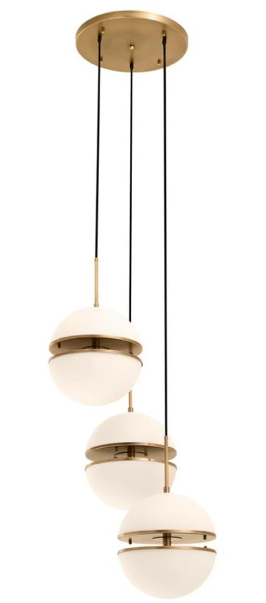 Casa Padrino lámpara colgante de lujo latón antiguo / blanco Ø 45 x H. 190 cm - Lámpara de Salón de Lujo