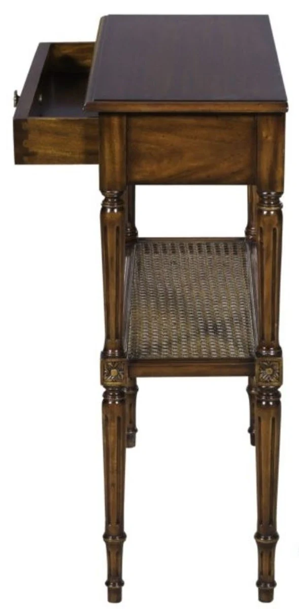 Casa Padrino mesa consola de caoba art nouveau de lujo con cajón marrón oscuro 71 x 28 x H. 76 cm - Consola en Estilo Art Nouveau Francés