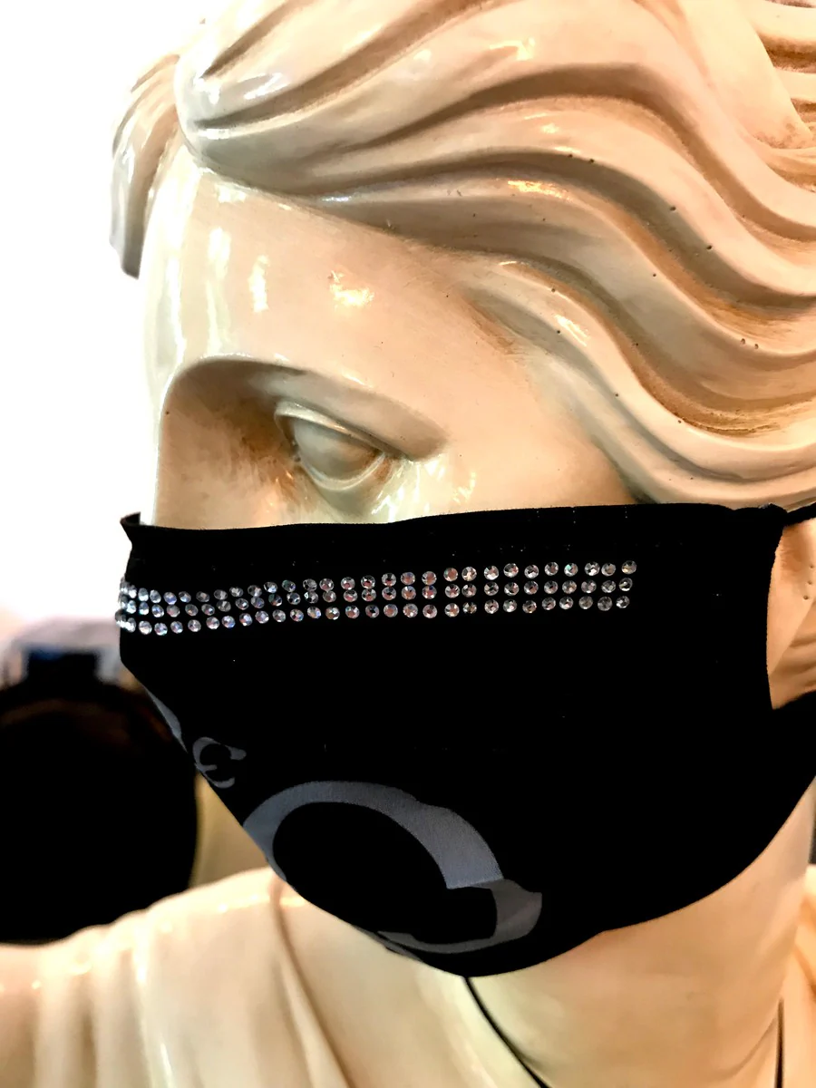 Casa Padrino Bling Bling Mask Black / Silver - Máscara CP con diamantes de imitación