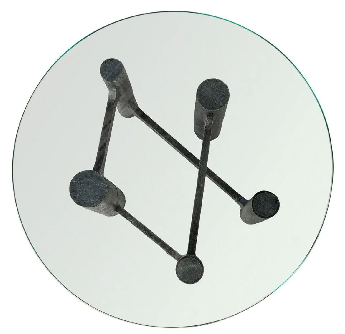 Casa Padrino mesa de centro de lujo negro antiguo ? 75 x A. 35,5 cm - Mesa de sal¨®n redonda de aluminio con tapa de vidrio - Muebles de sal¨®n - Muebles de lujo - Interiores de lujo