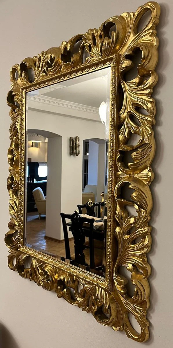 Casa Padrino Espejo Barroco de Lujo Oro - Espejo de Pared Estilo Barroco Italiano Rectangular - Muebles Estilo Barroco de Lujo - Muebles Barrocos - Calidad de Lujo - Hecho en Italia