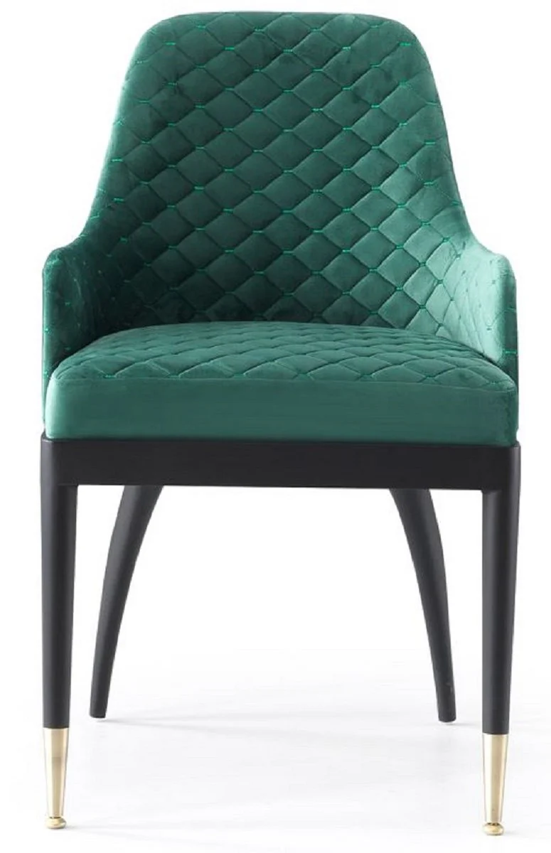 Casa Padrino Conjunto de Comedor de Lujo Verde / Negro / Lat¨®n - 1 Mesa de Comedor de Lujo & 8 Sillas de Comedor de Lujo - Muebles de Comedor - Muebles de Lujo - Colecci¨®n de Lujo