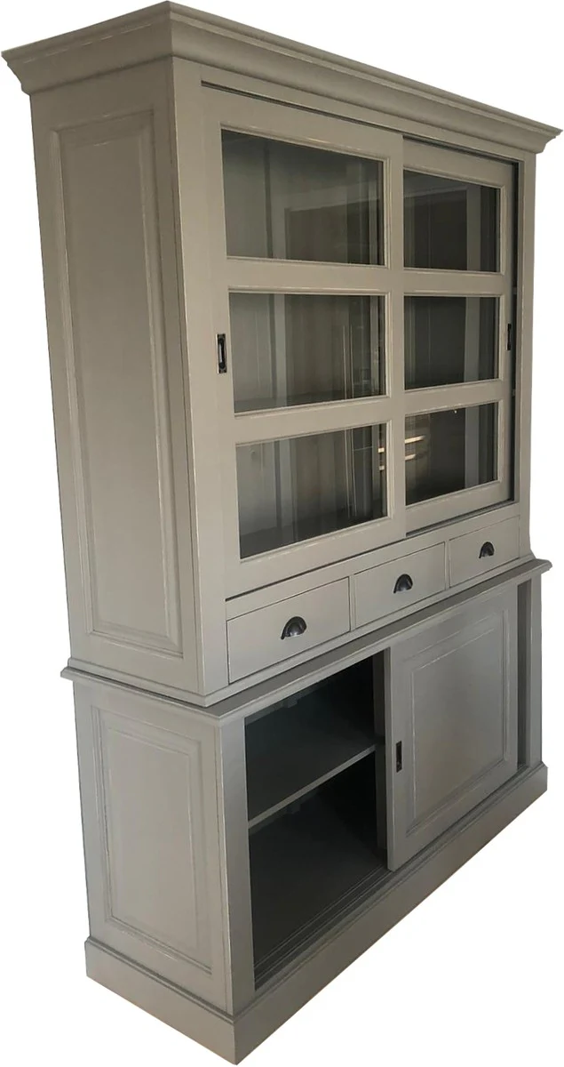 Casa Padrino Gabinete de buffet estilo r¨²stico Shabby Chic 160cm Gris - Gabinete de comedor de comedor - Madera maciza