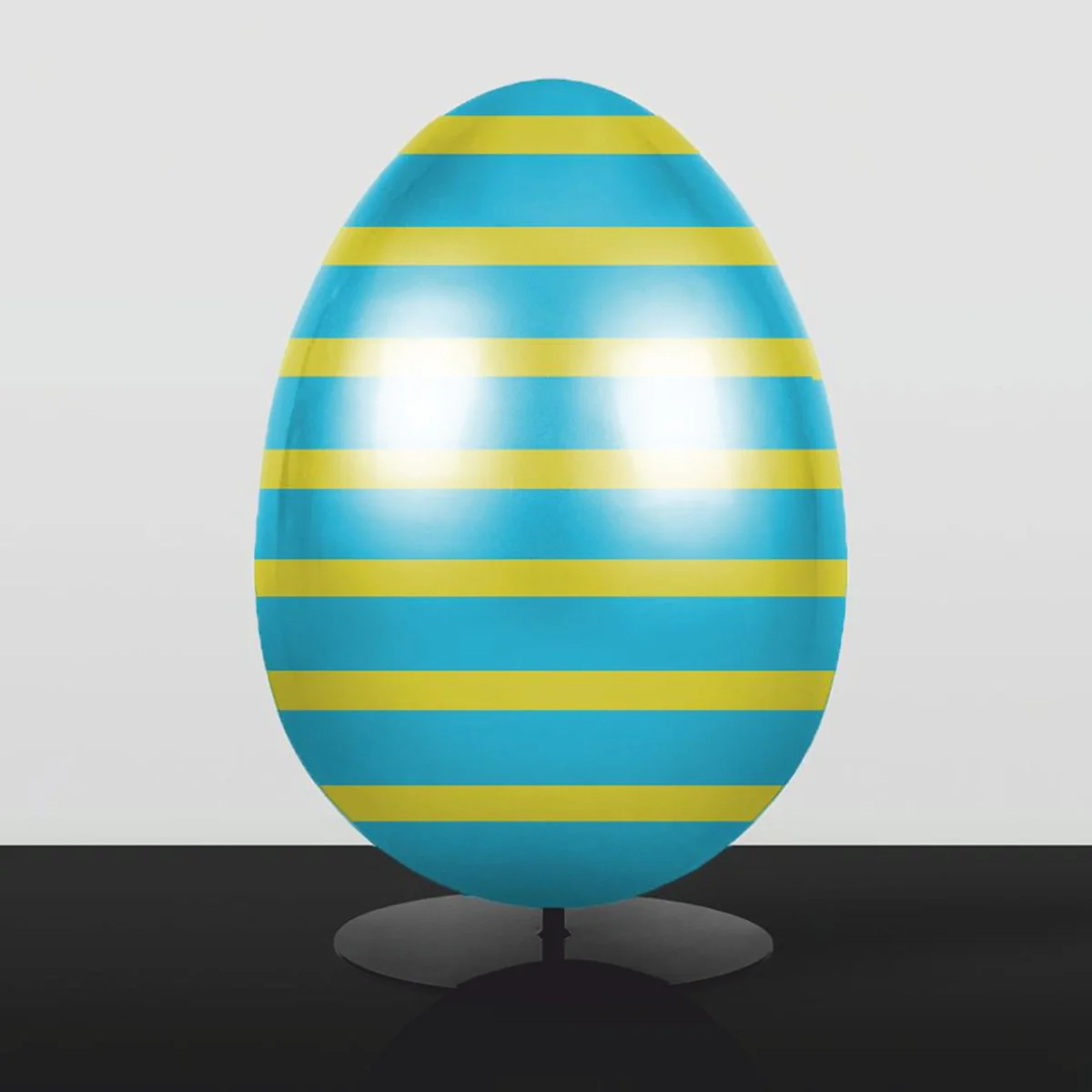 Casa Padrino huevo de pascua decorativo XXL con soporte turquesa / amarillo A. 75 cm - Decoraci¨®n de pascua