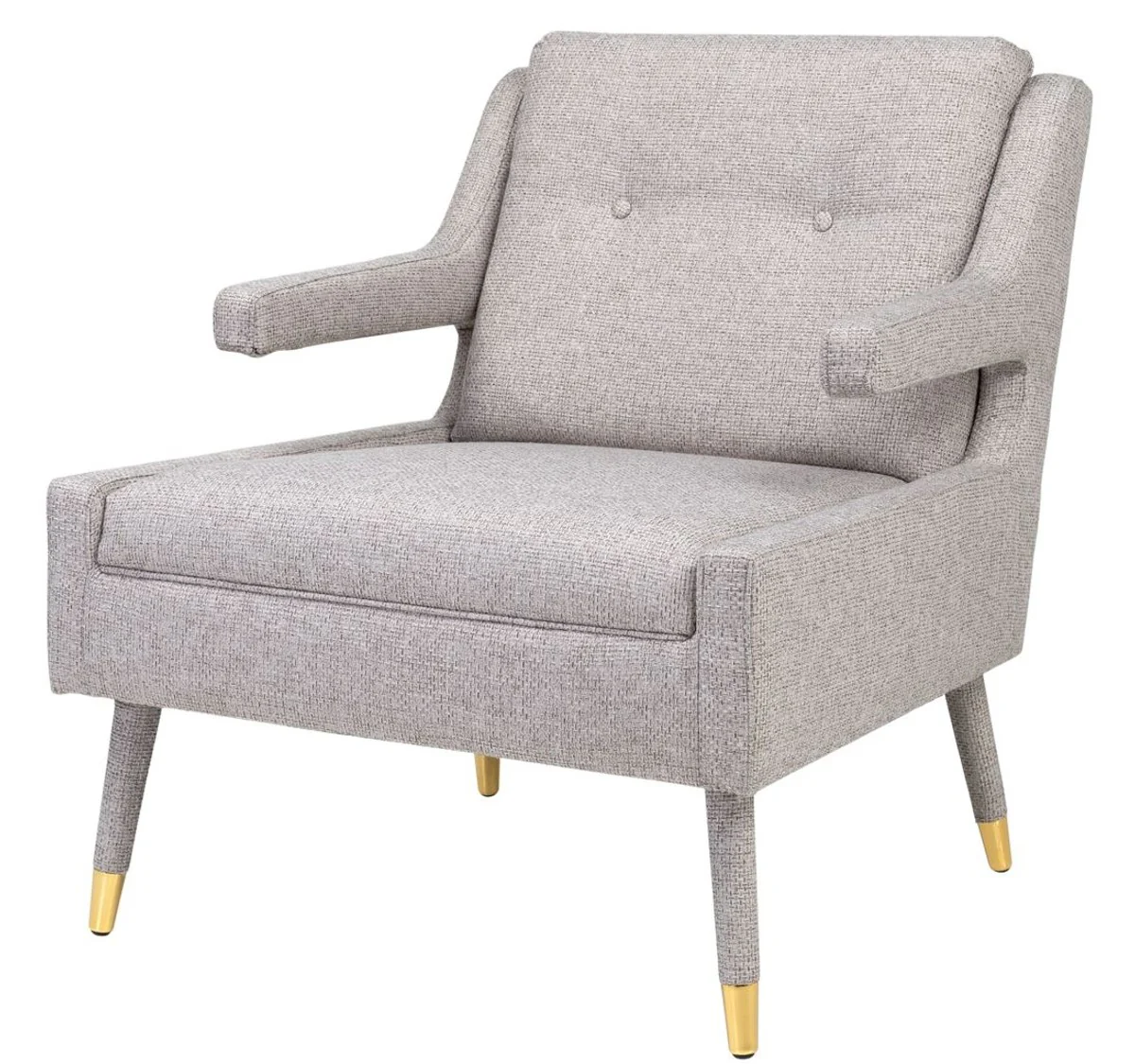 Casa Padrino sill¨®n de lujo gris / oro 76 x 88 x H. 89 cm - Sill¨®n para Sala de Estar Estilo Neocl¨¢sico - Muebles de Sala de Estar de Dise?o