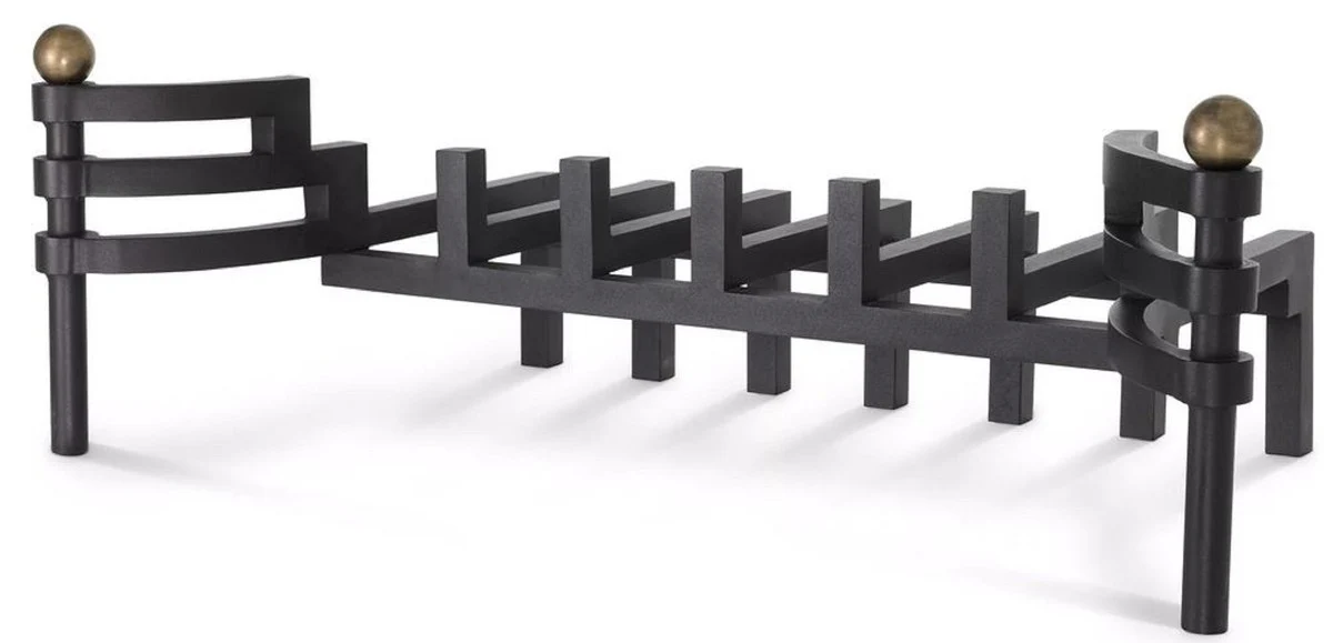 Casa Padrino morillo de lujo negro / lat¨®n vintage 63,5 x 35 x A. 22,5 cm - Accesorios para Chimeneas - Colecci¨®n de Lujo