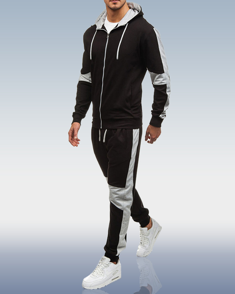 Men's Grey Zip Hoodie Two Piece